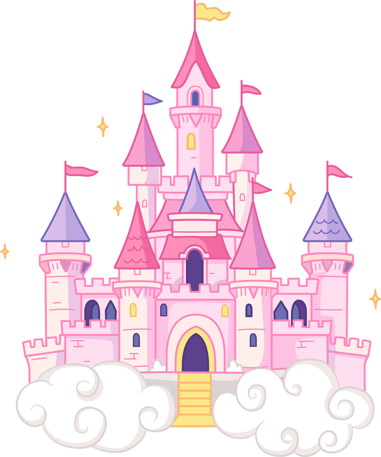 Princess Castle Illustration. Fairytale Unicorn Tower